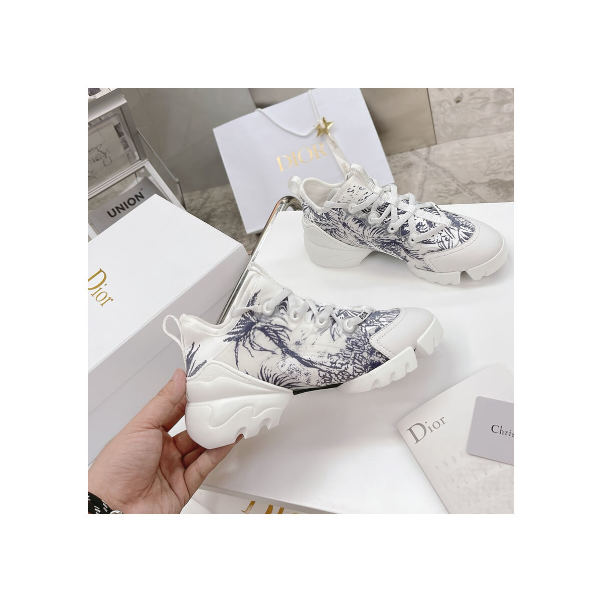 Christian Dior D-Connect Sneaker Blue Palms Printed