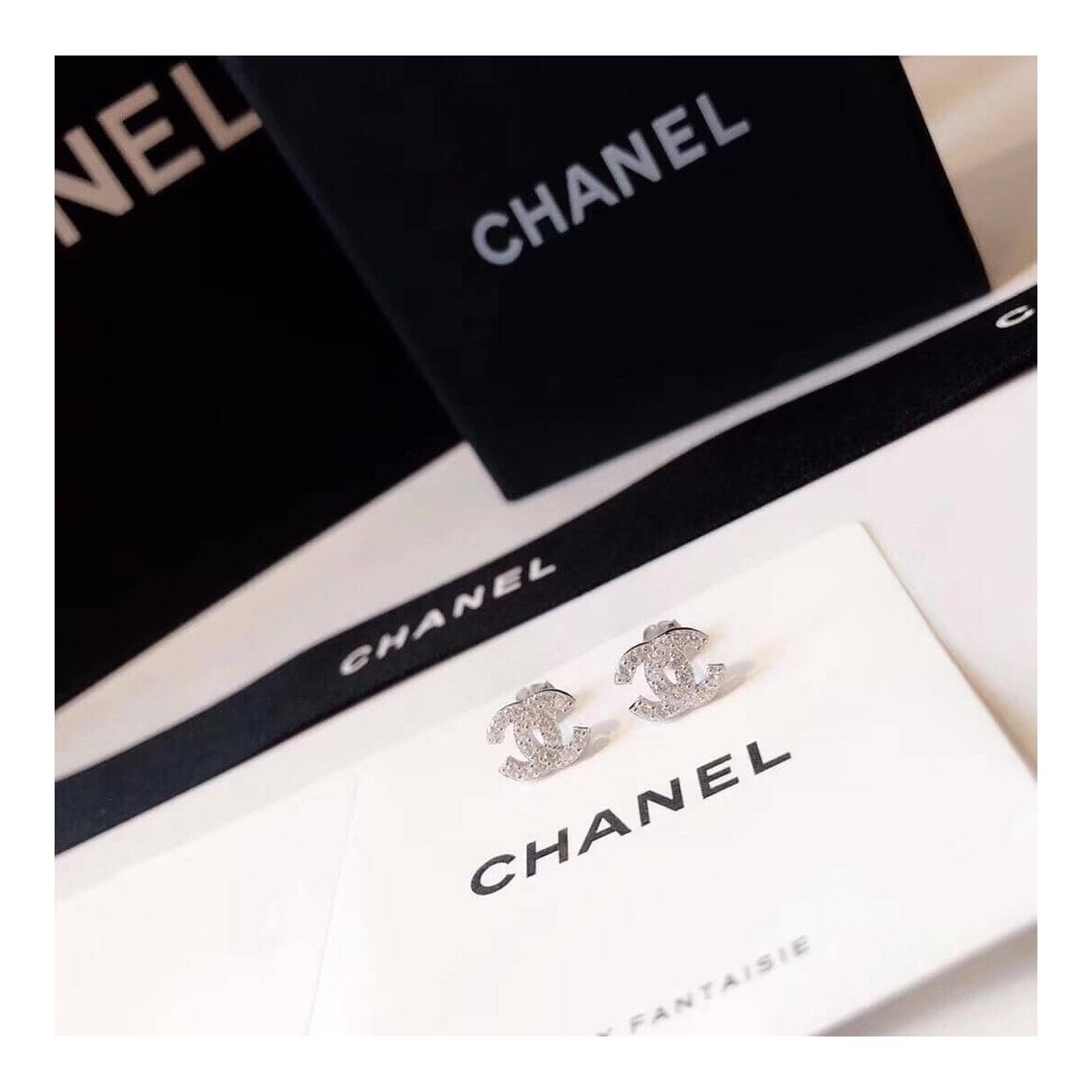 Chanel Crystal CC First Class Stud Earrings 447884