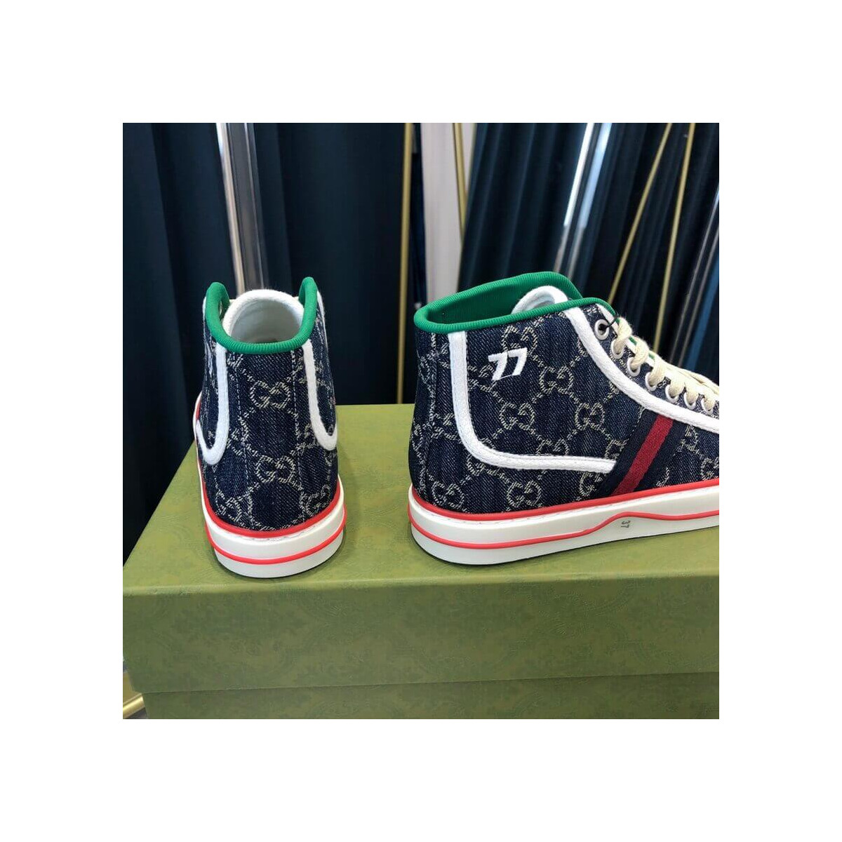 Gucci Tennis 1977 Blue Denim High-Top Sneaker 627838