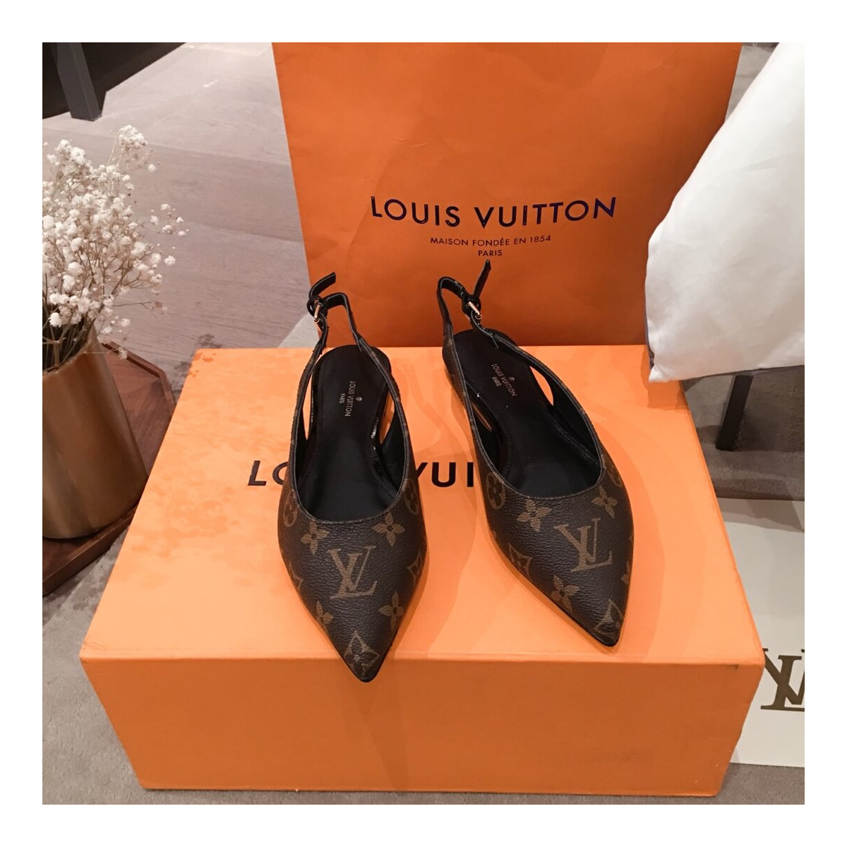 Louis Vuitton Monogram Cherie Slingback Ballerina 1A68AV