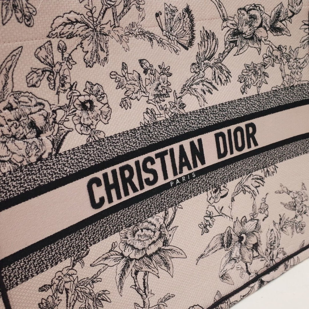 Christian Dior Book Tote Powder Pink Jardin Botanique Embroidery