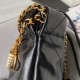 Chanel Mini 22 Handbag in Shiny Crumpled Calfskin Black with Pearl Chain AS4416