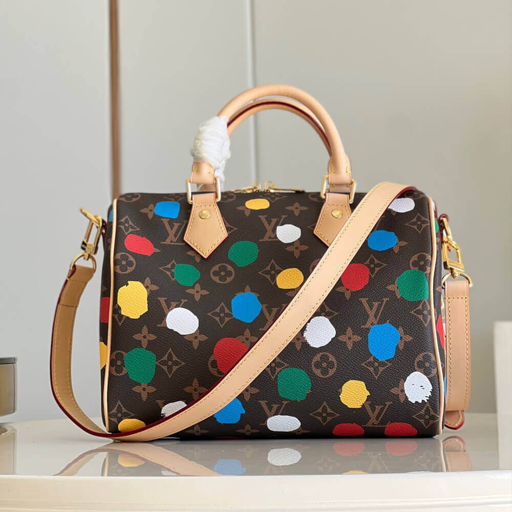 LV x YK Speedy Bandouliere 25 with 3D Painted Dots Print M46433