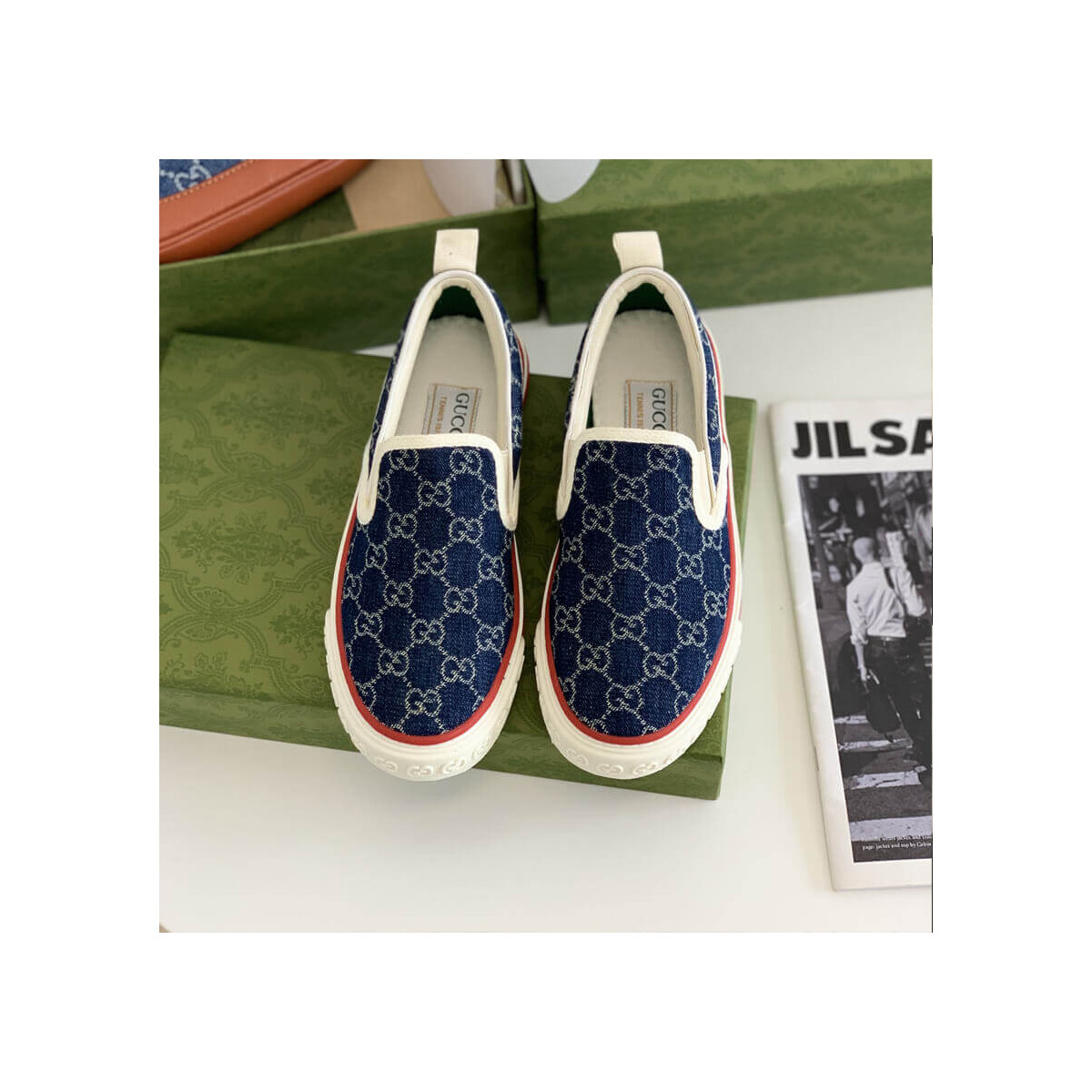 Gucci Tennis 1977 Blue Denim Slip-On Sneaker 624733