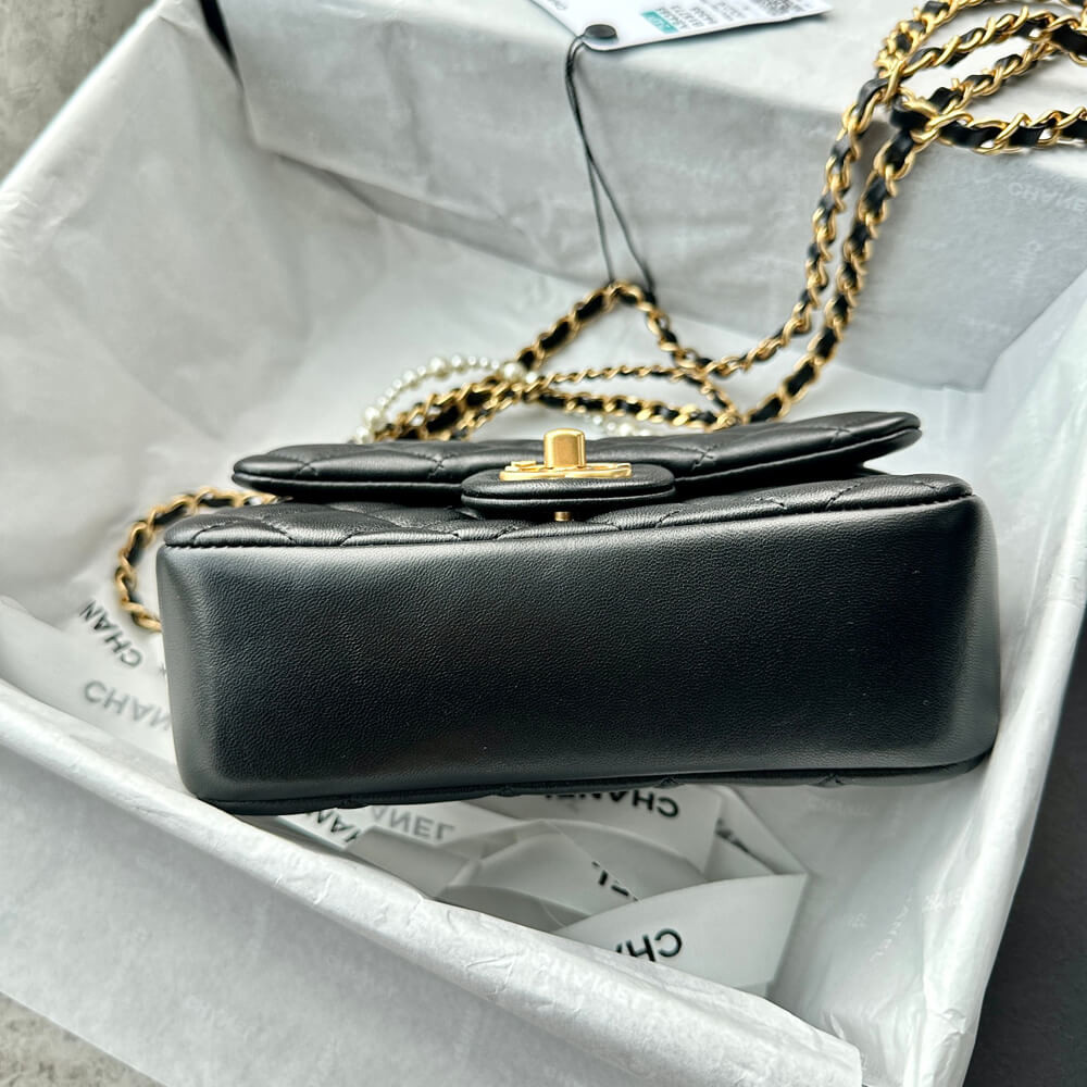 Chanel Mini Flap Bag with Pearl Top Handle Chain AS4385