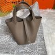 Hermes Picotin Lock Bag in Taurillon Clemence Etoupe Grey