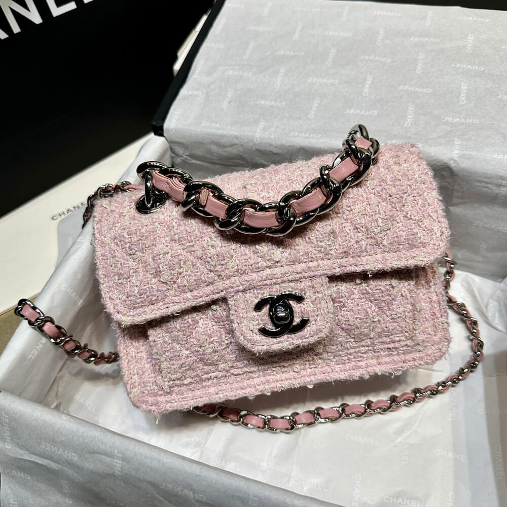 Chanel Mini Flap Bag Pink Tweed AS4051