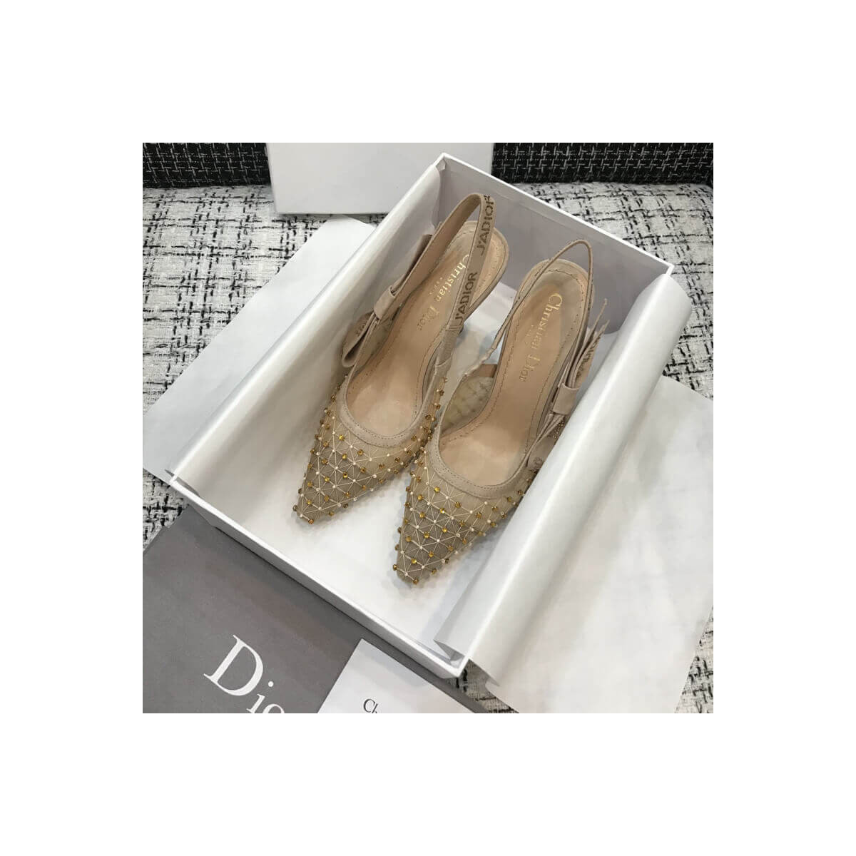 Dior J&#039;adior Slingback Pump with Thread and Bead Embroidery P768