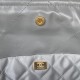 Chanel 22 Small Handbag Shiny Calfskin AS3260 Grey With logo Gold