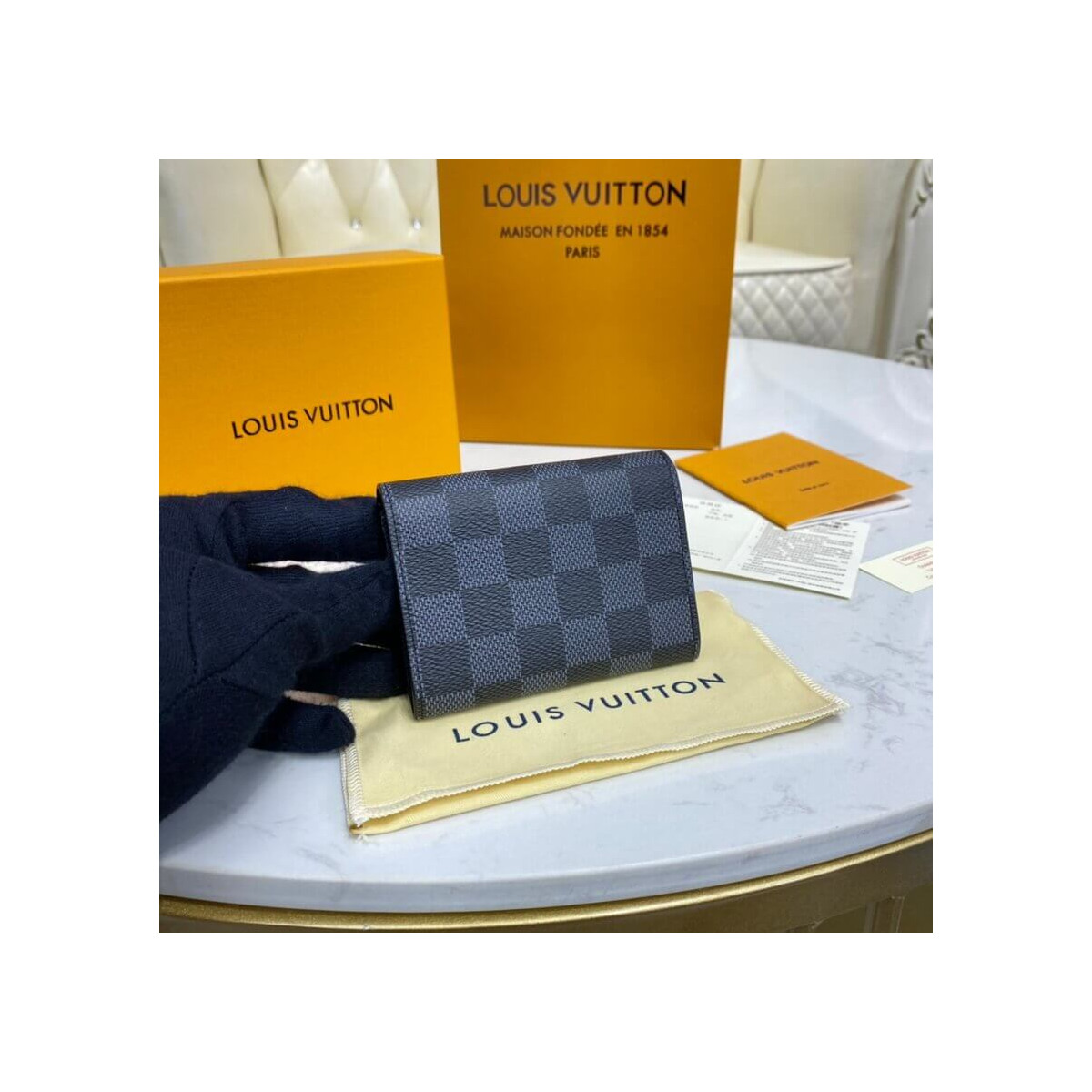 Louis Vuitton Damier Graphite Enveloppe Carte De Visite N63338