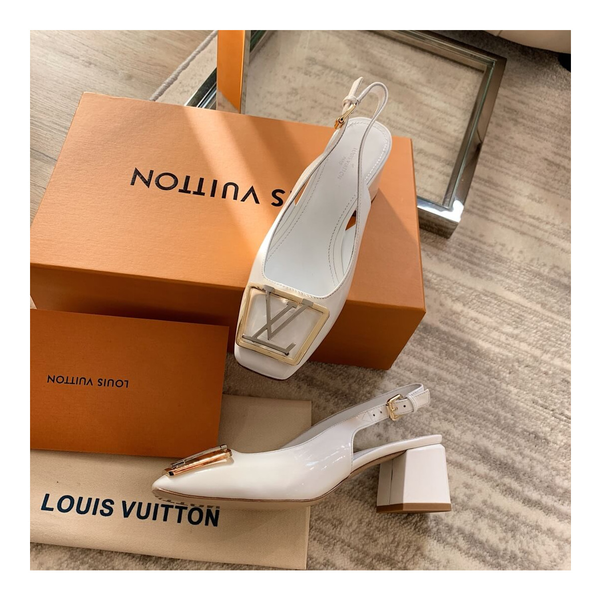 Louis Vuitton 5.5cm Madeleine Slingback Pump 1A646Z White