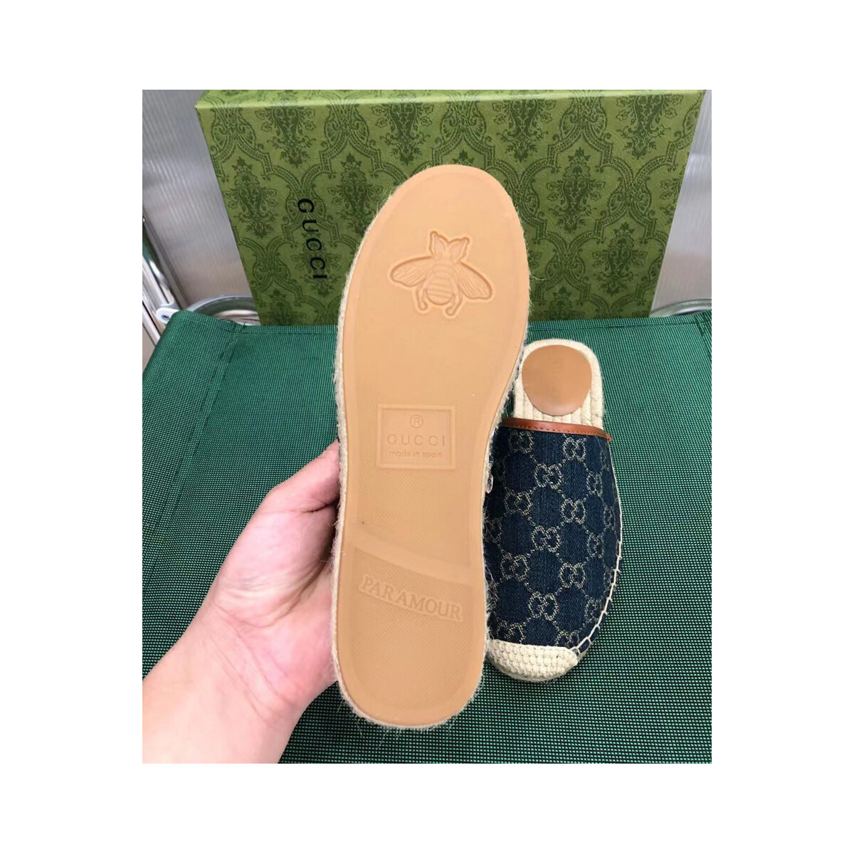 Gucci Jacquard GG Denim Slipper