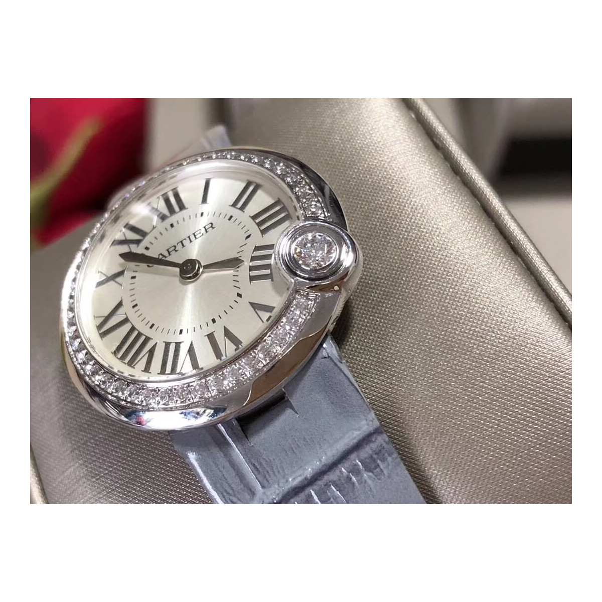 Cartier Ballon Blanc De Silver Diamonds Quartz Watch WGBL0005