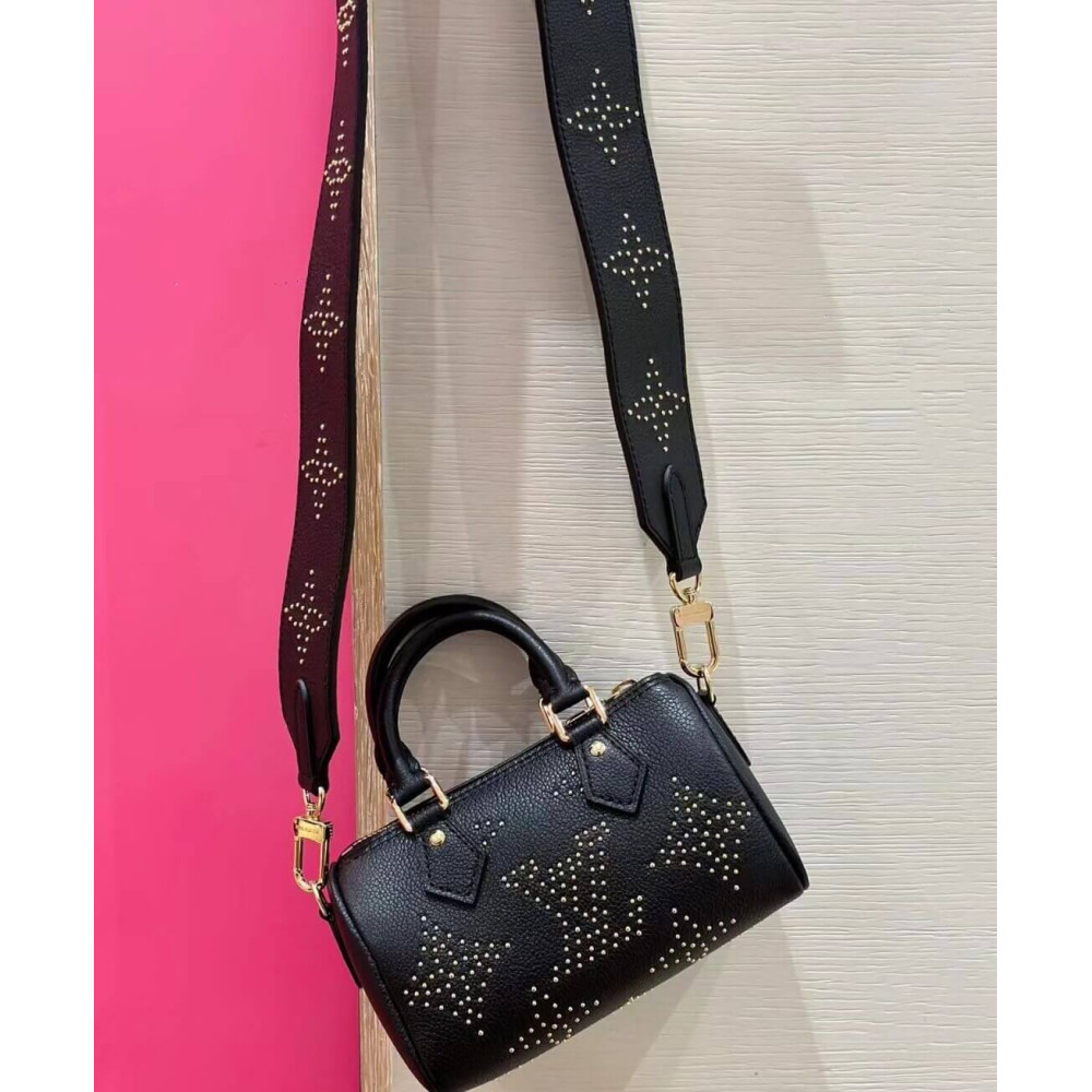 Louis Vuitton Nano Speedy M46745 Black Monogram Empreinte With Studs