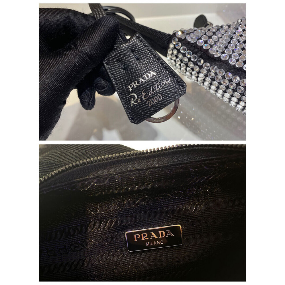 Prada Satin Mini-Bag With Artificial Crystals 1NE515