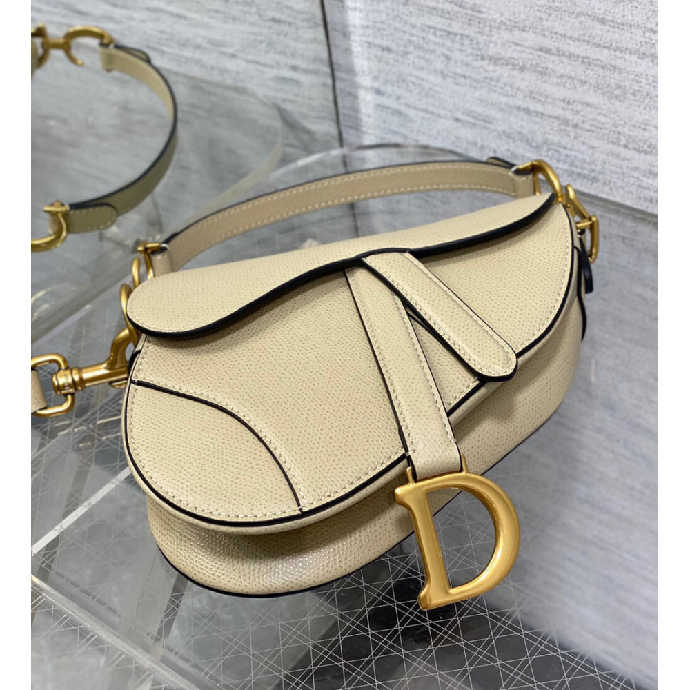 Dior Mini Saddle Bag with Strap Grained Calfskin M0456