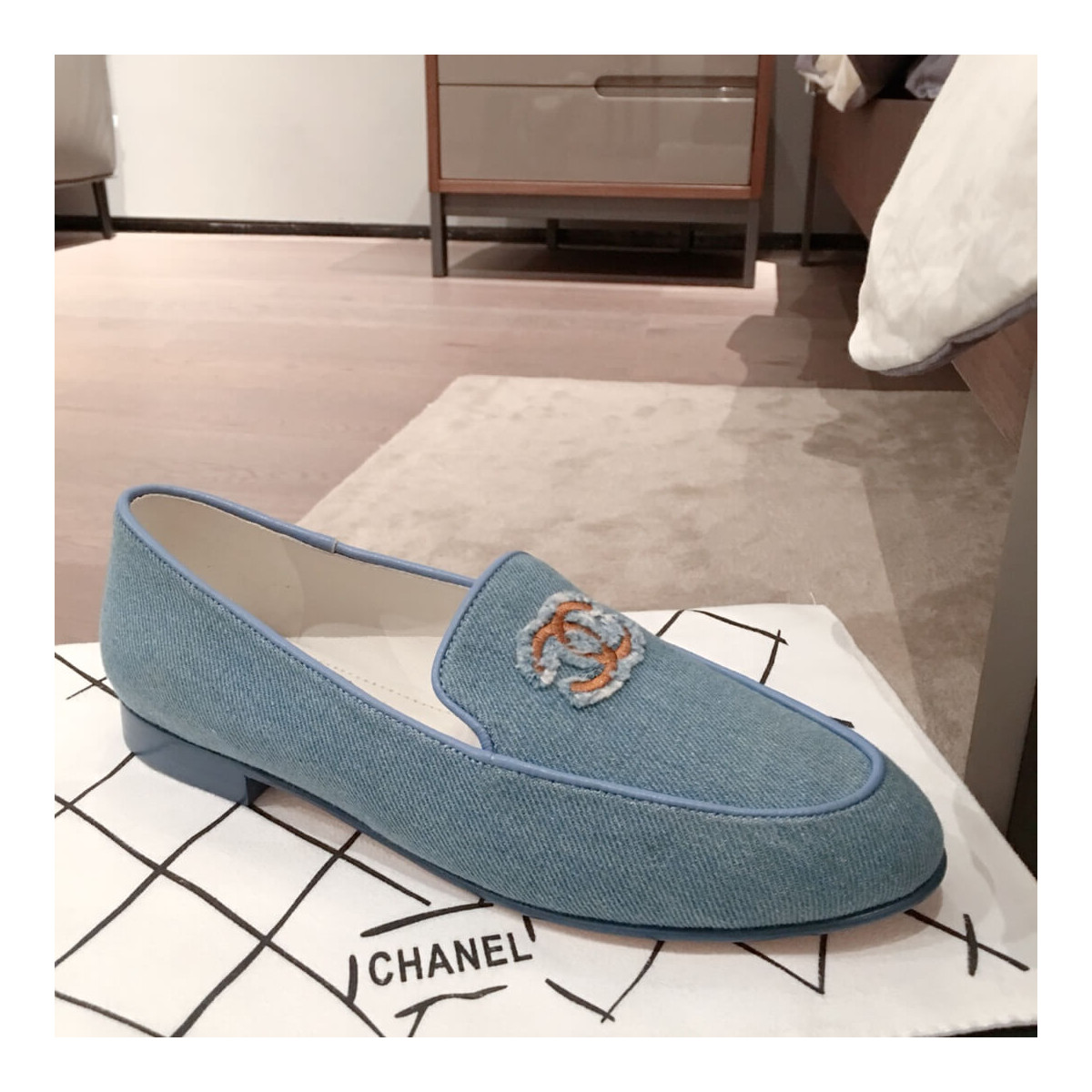 Chanel Denim Logo Loafers G35782