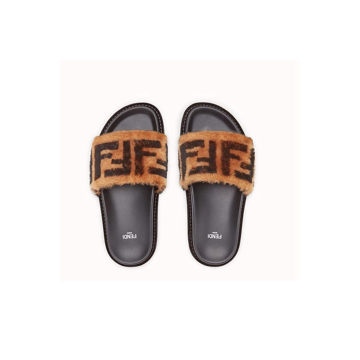 Fendi FF Fur Pool Slide Sandals F125