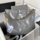 Chanel 22 Small Handbag Shiny Calfskin AS3260 Grey With logo Gold