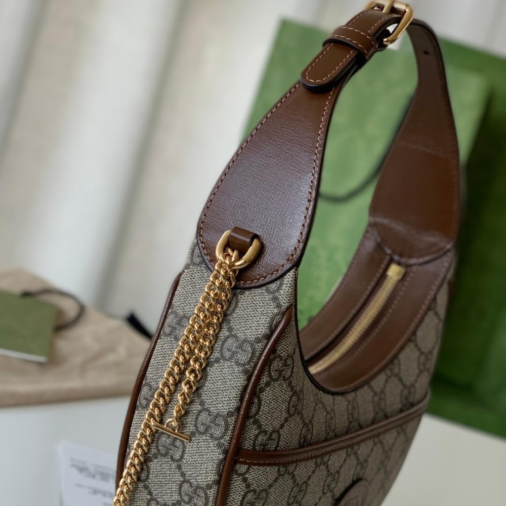 Gucci Half-Moon-Shaped Mini Bag with Interlocking G 726843 Brown