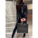 Fendi Sunshine Medium Python Embossed Logo Dark Grey Tote 8BH386