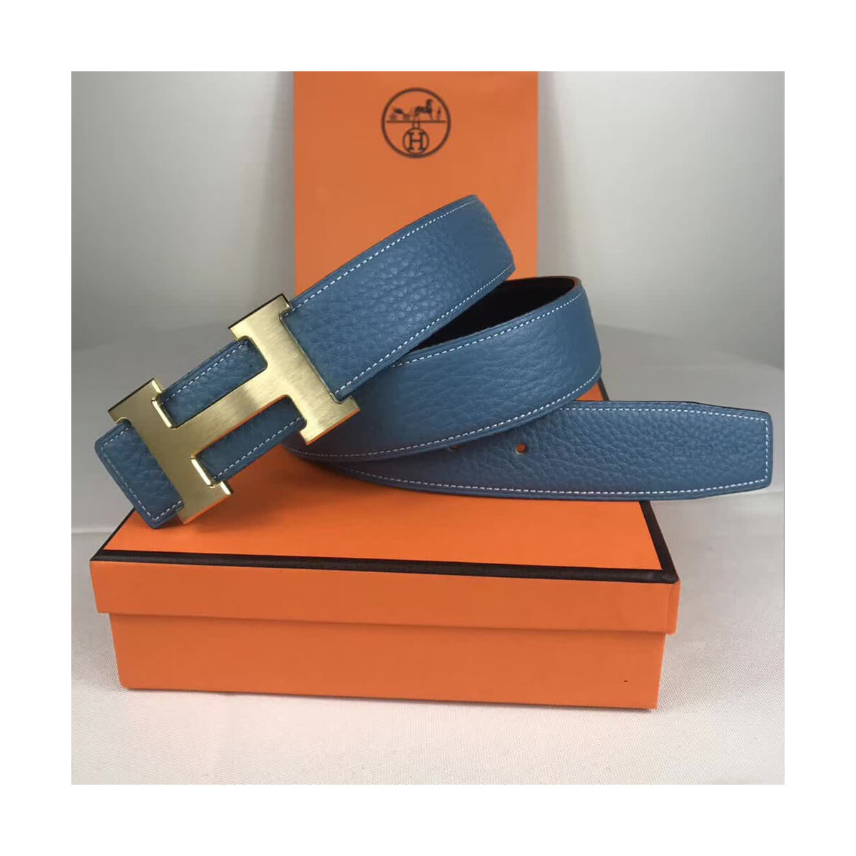 Hermes H Belt Buckle &amp; Reversible Leather Strap 38 mm HB04