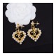 Chanel Pearl Heart CC Drop Earrings 481991