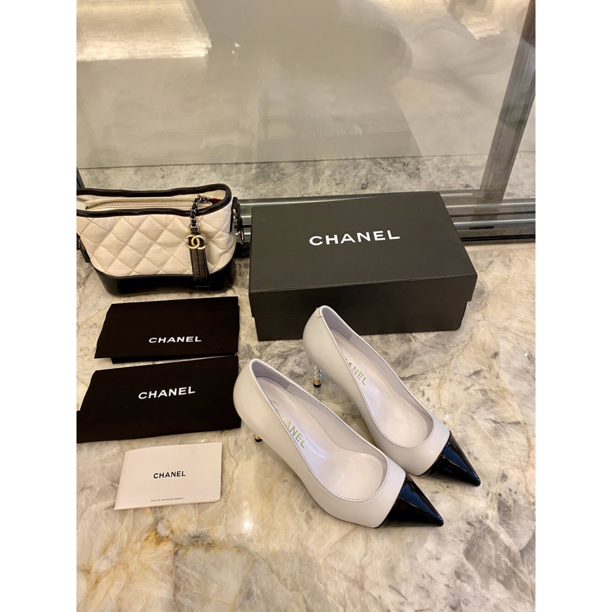 Chanel Lambskin &amp; Grosgrain 8.5cm Heel Pumps G35536