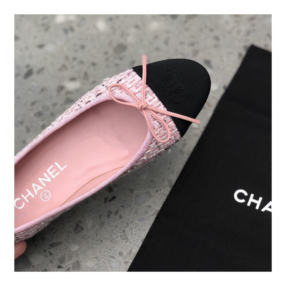 Chanel Classic Bow Flats Ballerinas Tweed G02819