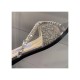 Jimmy Choo Aadi Platinum Ice Dusty Glitter Flats With Crystal Chain C6137