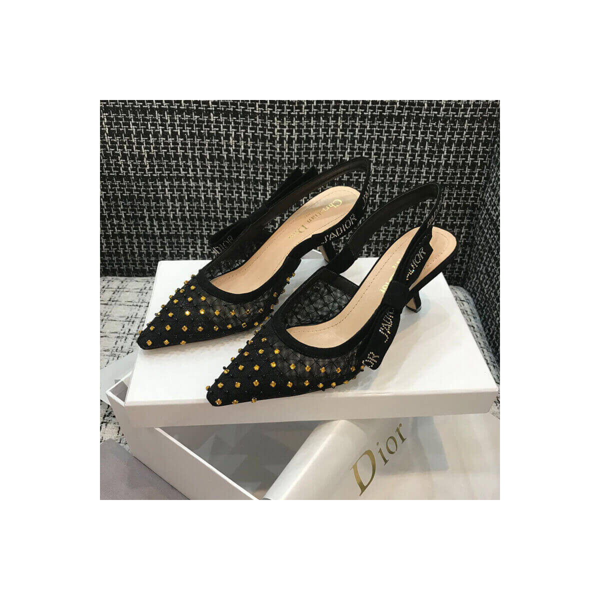 Dior J&#039;adior Slingback Pump with Thread and Bead Embroidery P767