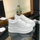 Chanel Grained Calfskin Leather Thick Sole Logo Sneakers G38808 White