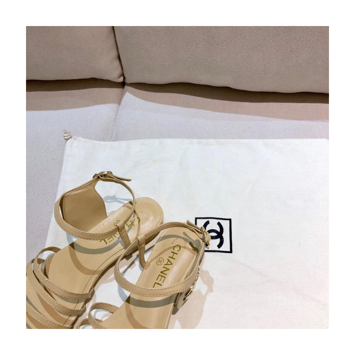 Chanel Lambskin CC Logo Sandals G36958