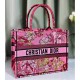 Christian Dior Book Tote Fuchsia Multicolor Toile De Jouy Voyage Embroidery