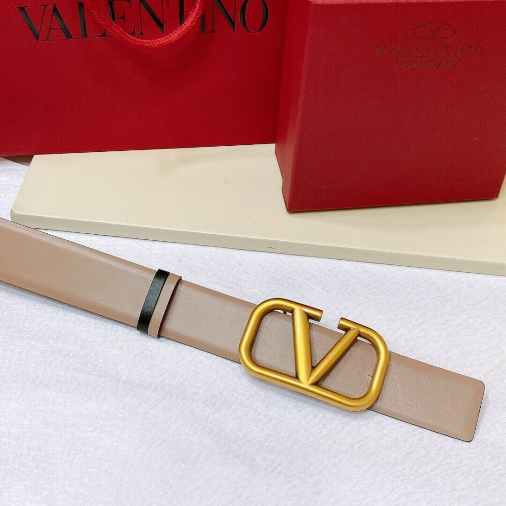 Valentino Reversible Vlogo Signature Belt In Glossy Calfskin 40 mm