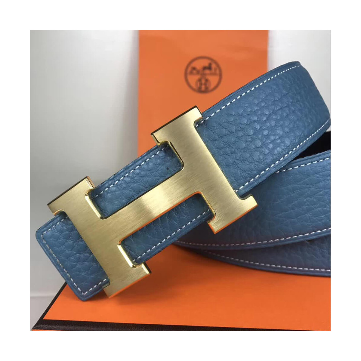 Hermes H Belt Buckle &amp; Reversible Leather Strap 38 mm HB04