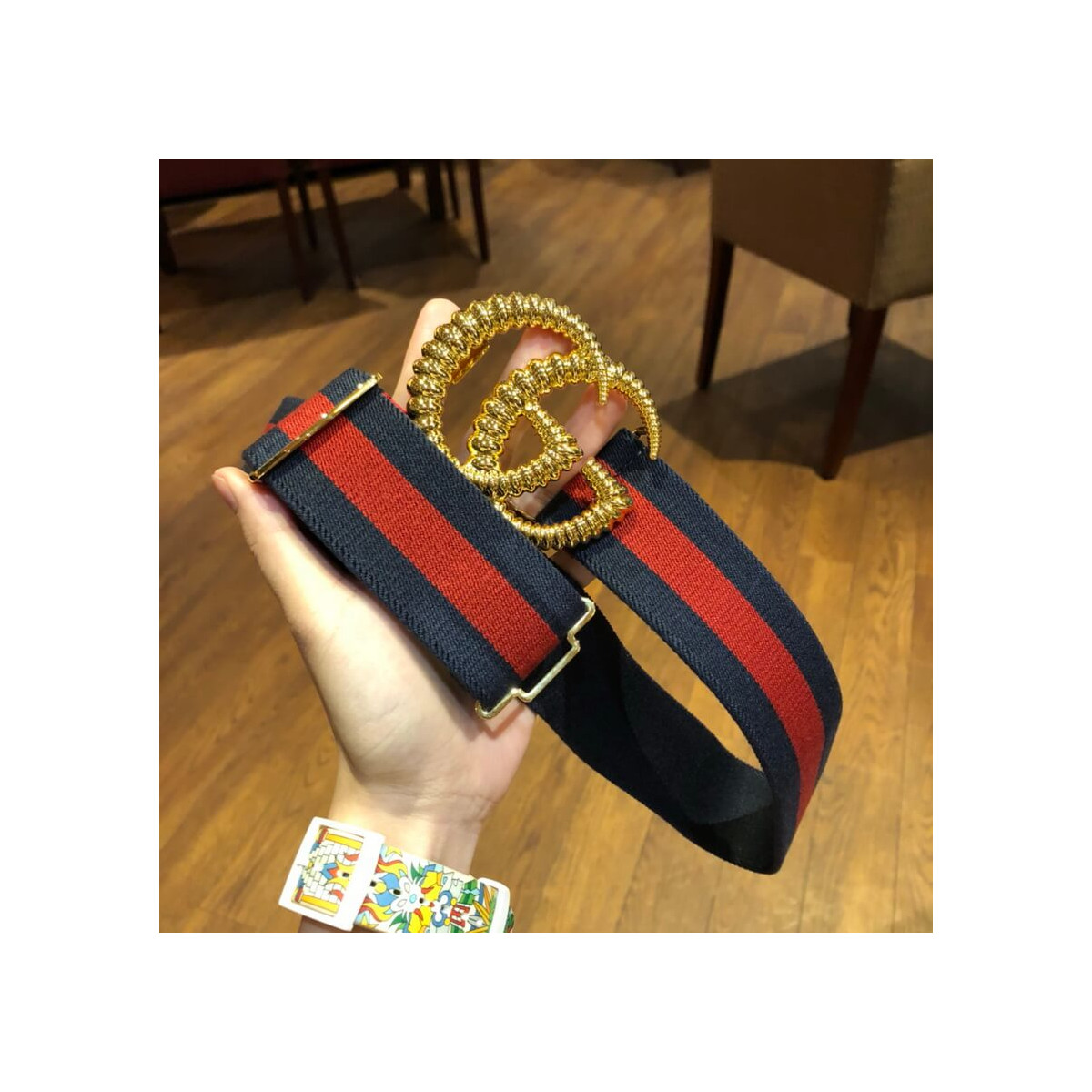 Gucci Web Elastic Belt With Torchon Double G Buckle 524101