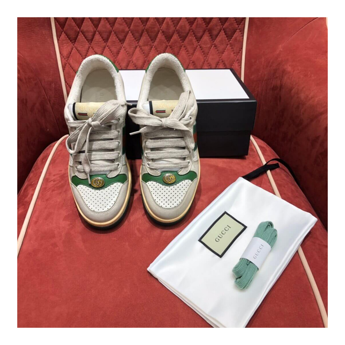 Gucci Screener Leather Sneaker 577684 White