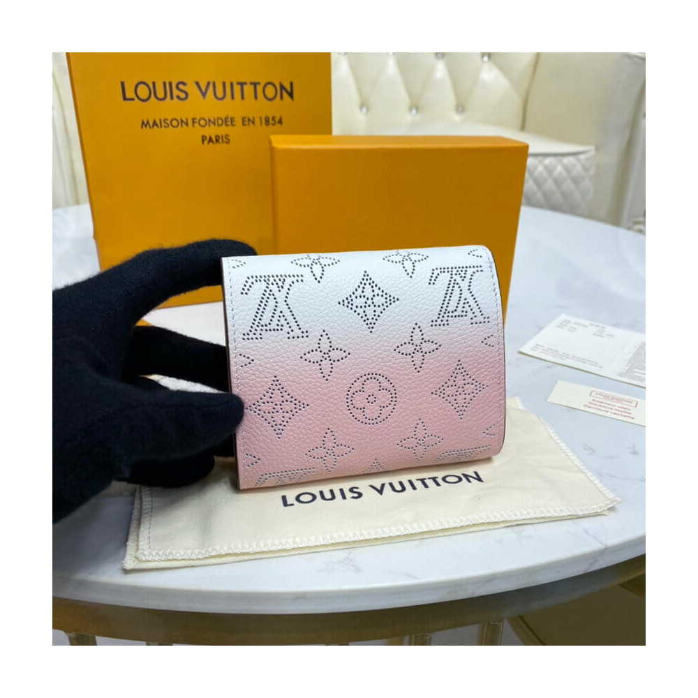 Louis Vuitton Iris Compact Wallet in Pink Gradient Mahina Perforated Leather M62542