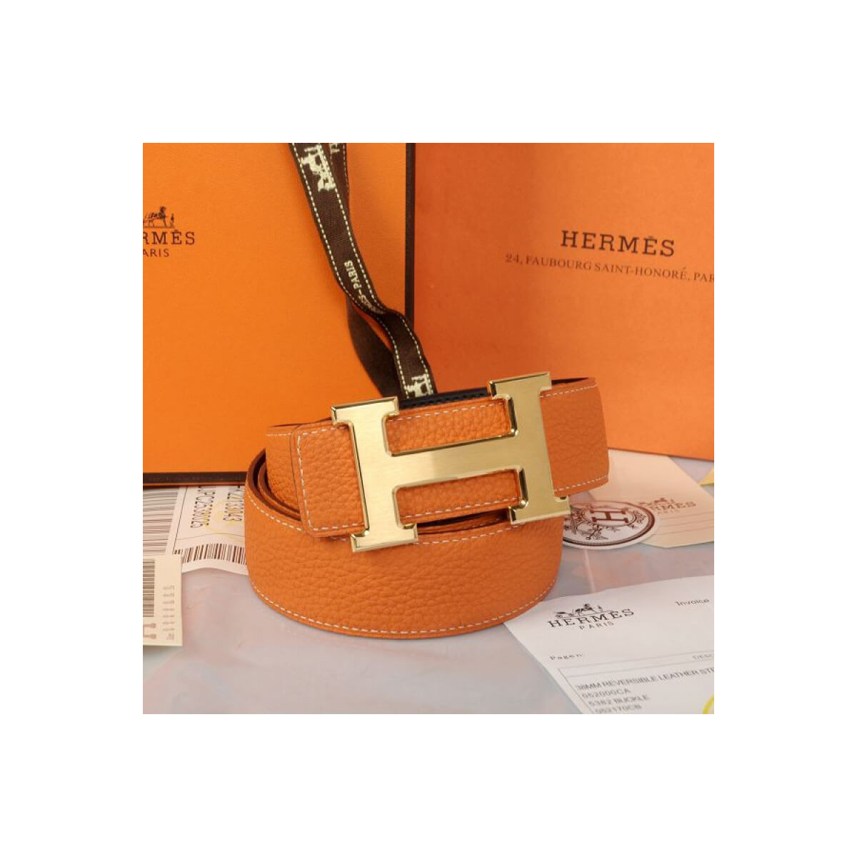 Hermes H Belt Buckle &amp; Reversible Leather Strap 38 mm HB05