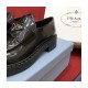 Prada Black Chocolate Brushed Leather Loafers 1D246M