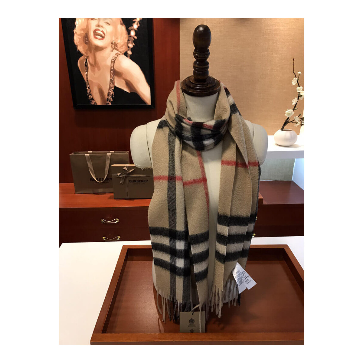 Burberry The Classic Check Cashmere Scarf 80181731 Beige