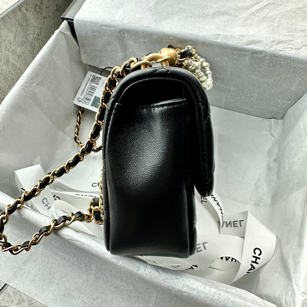 Chanel Mini Flap Bag with Pearl Top Handle Chain AS4385