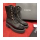 Chanel Nylon and Patent Calfskin Lace-Ups Boots G38086 Black