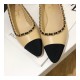 Chanel Grosgrain and Lambskin Chain 4.5cm Heel Ballerinas G35389