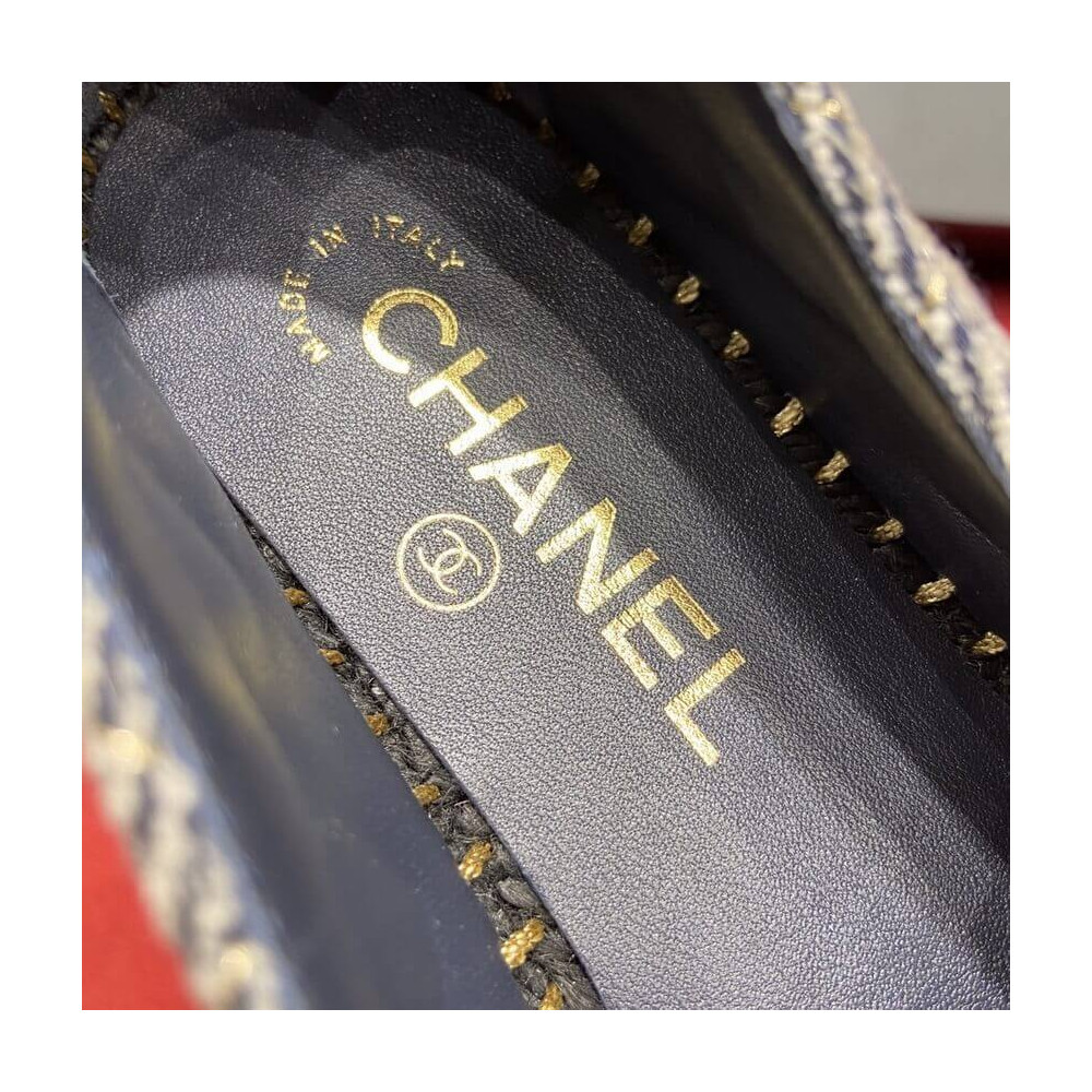 Chanel CC Logo Velvet Espadrilles G32910