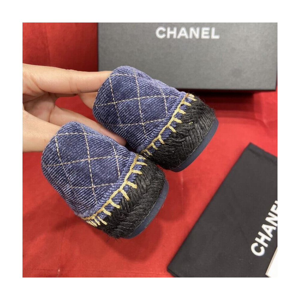 Chanel CC Logo Velvet Espadrilles G32910