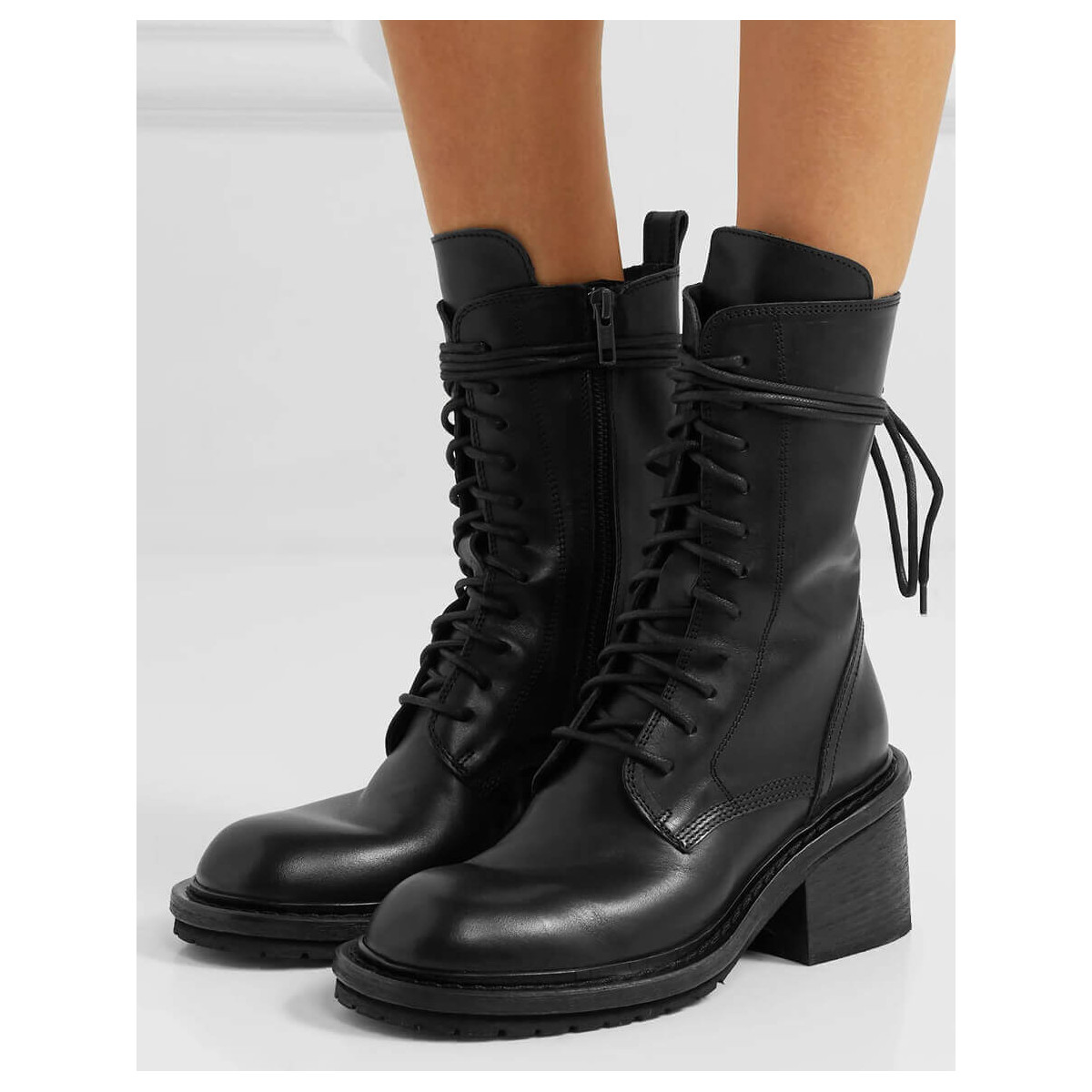 Ann Demeulemeester Calfskin Lace-Up Ankle Boots A146