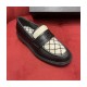 Chanel Black Leather and White Velvet Loafers