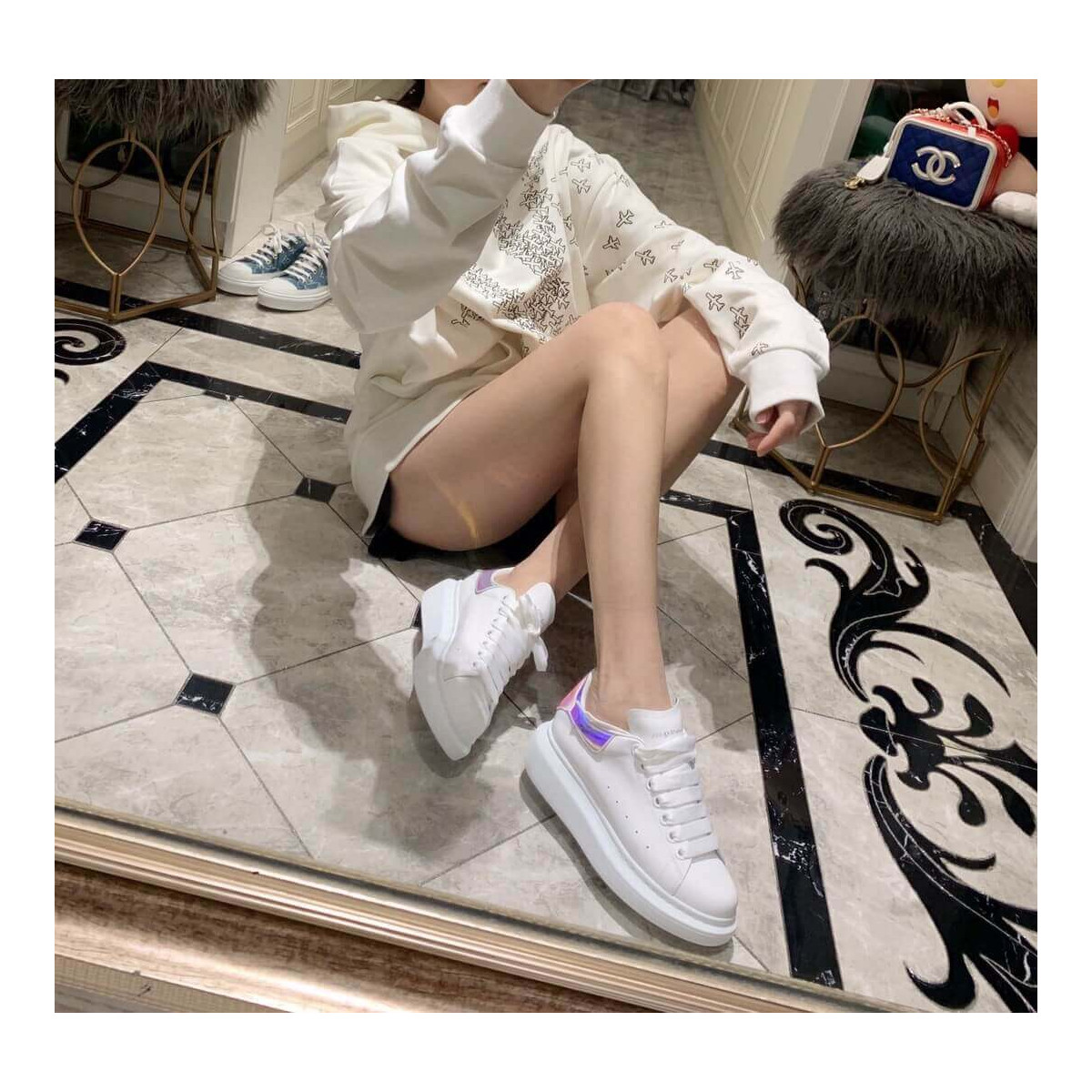 Alexander McQueen Oversized Sneaker With Iridescent 5617